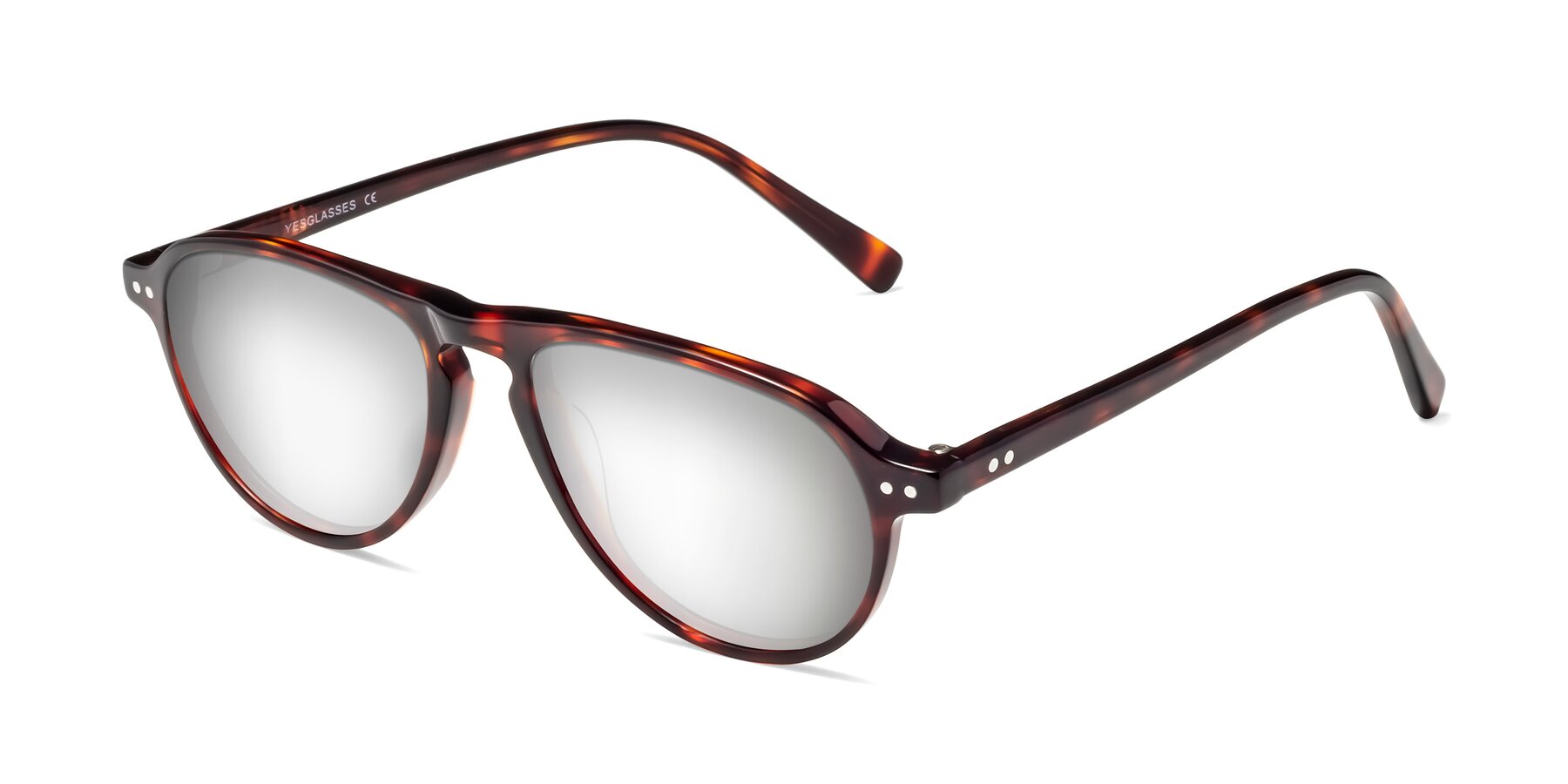 Angle of 17544 in Burgundy Tortoise with Silver Mirrored Lenses