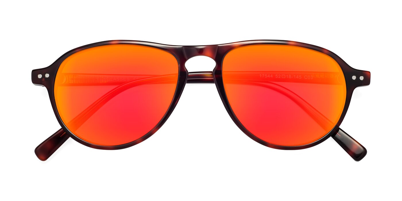 17544 - Burgundy Tortoise Flash Mirrored Sunglasses