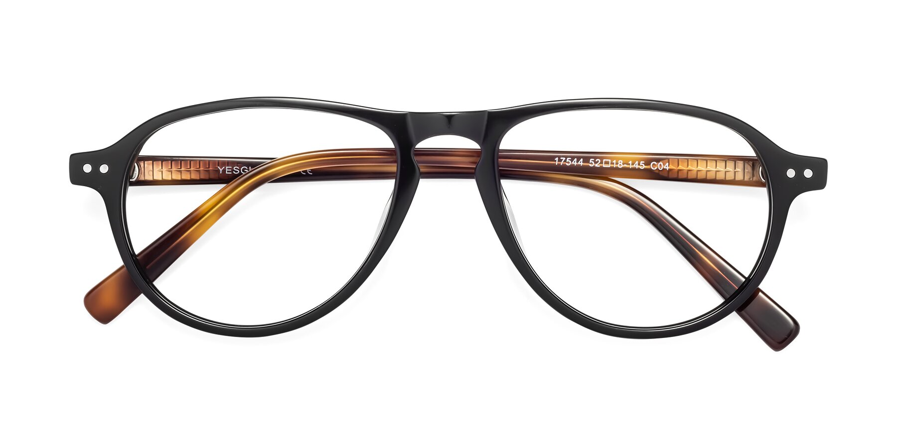 Folded Front of 17544 in Black-Tortoise with Clear Eyeglass Lenses