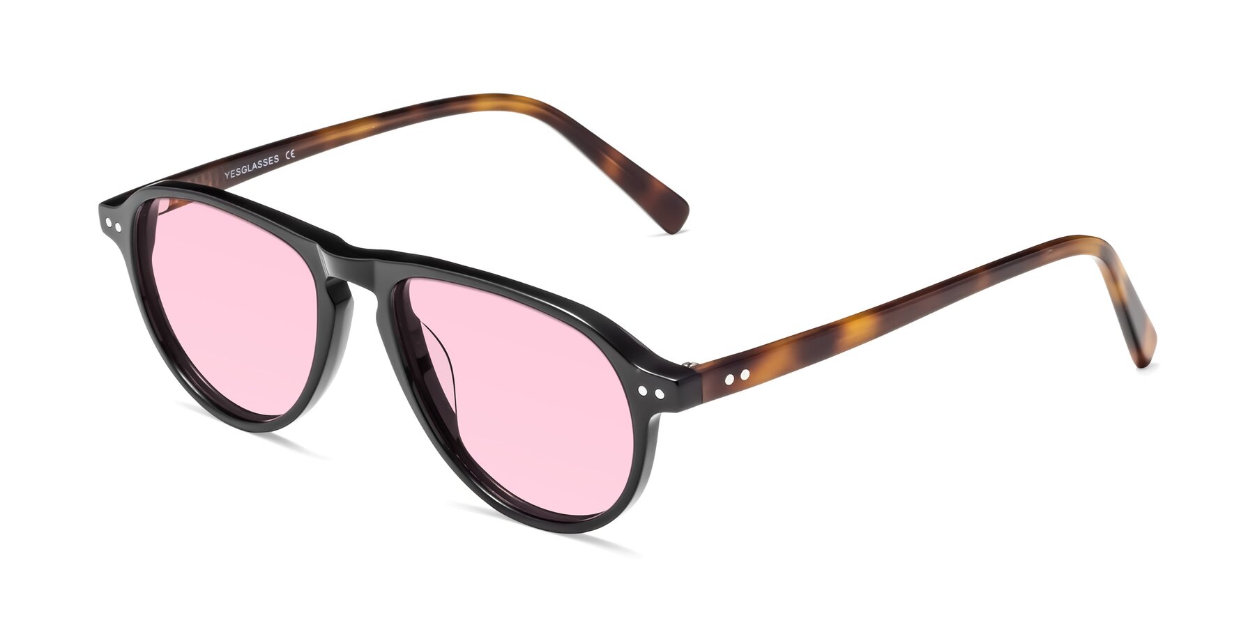 Angle of 17544 in Black-Tortoise with Light Pink Tinted Lenses