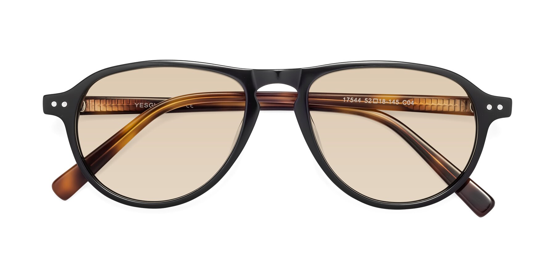 Folded Front of 17544 in Black-Tortoise with Light Brown Tinted Lenses