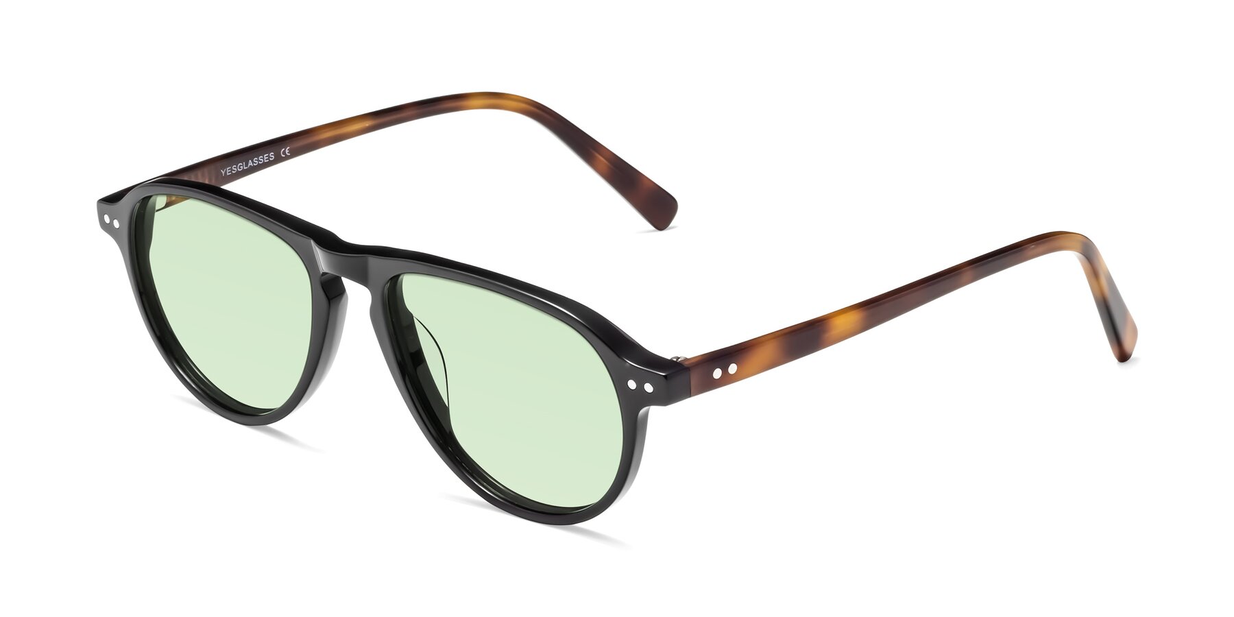 Angle of 17544 in Black-Tortoise with Light Green Tinted Lenses
