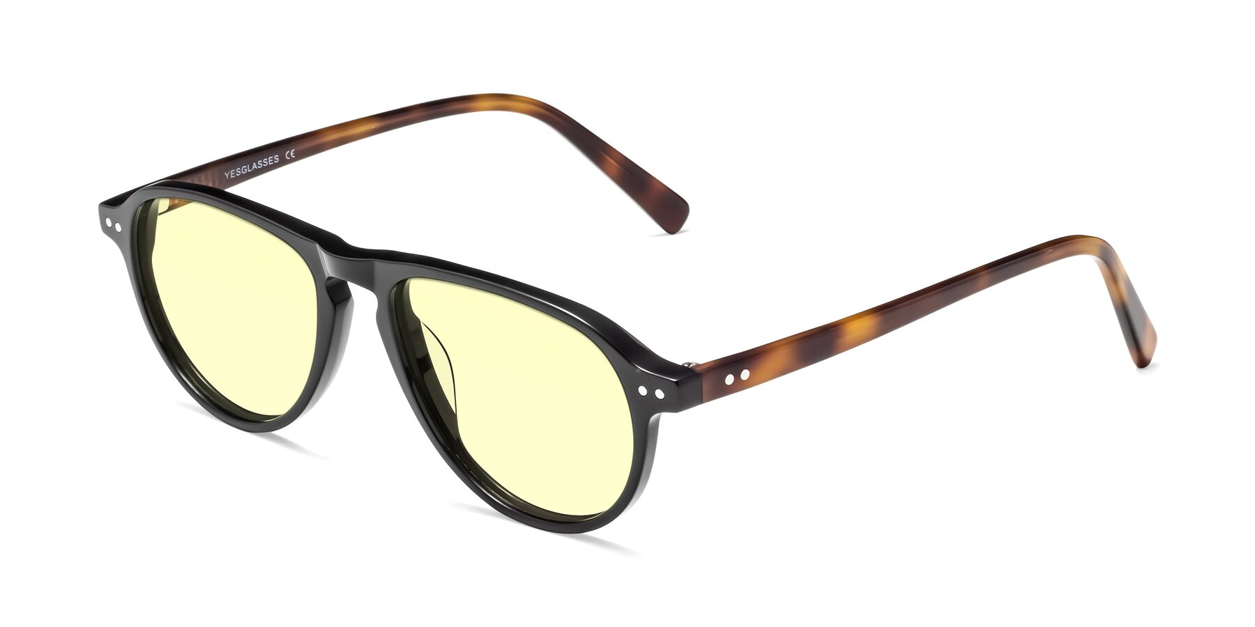 Angle of 17544 in Black-Tortoise with Light Yellow Tinted Lenses