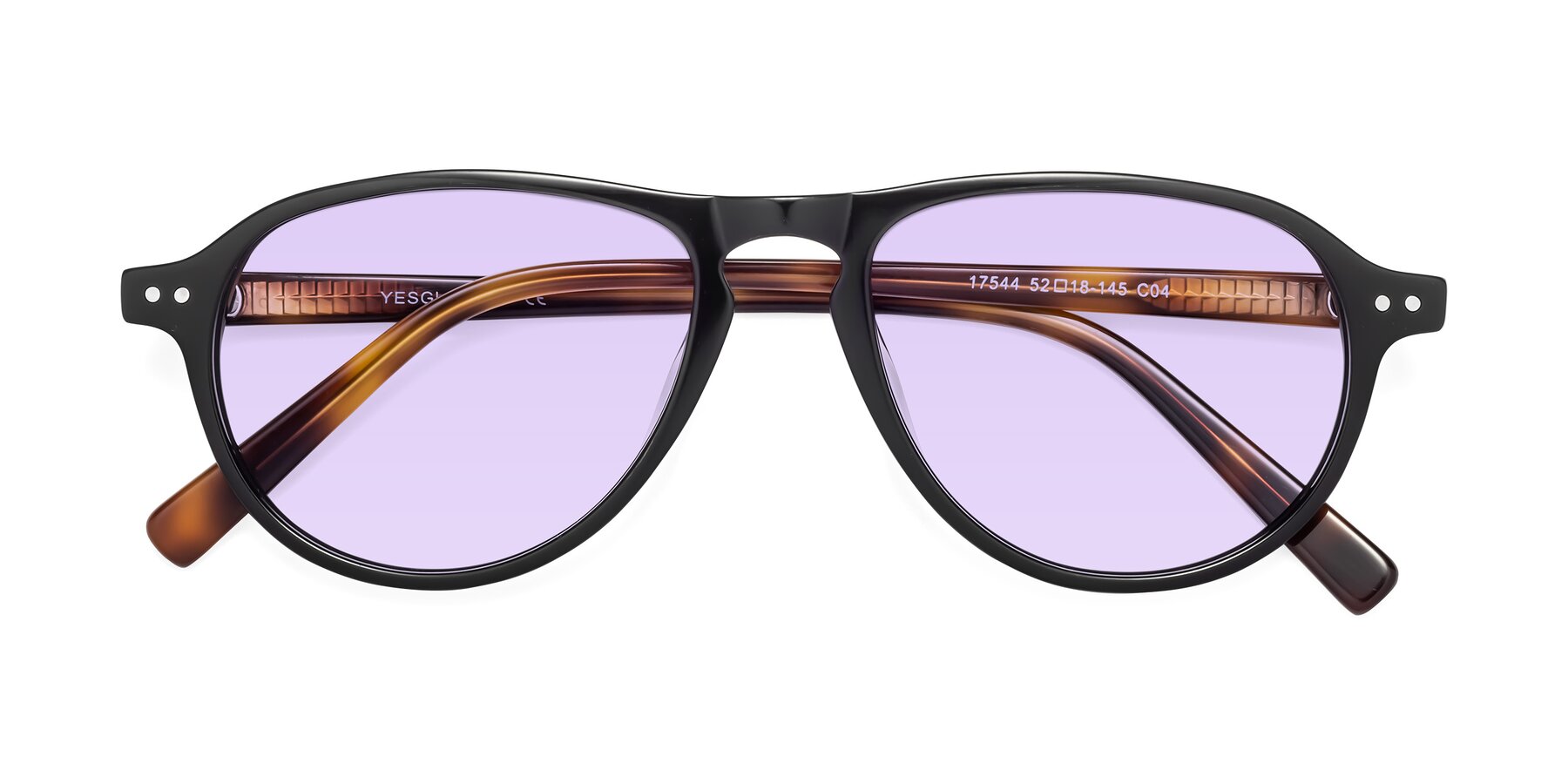 Folded Front of 17544 in Black-Tortoise with Light Purple Tinted Lenses