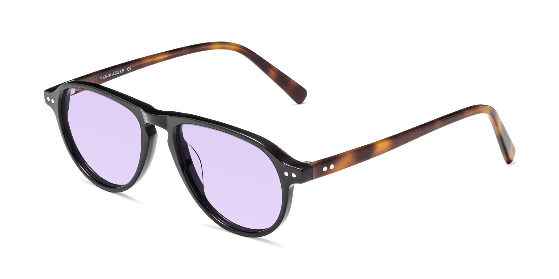 Angle of 17544 in Black-Tortoise with Light Purple Tinted Lenses