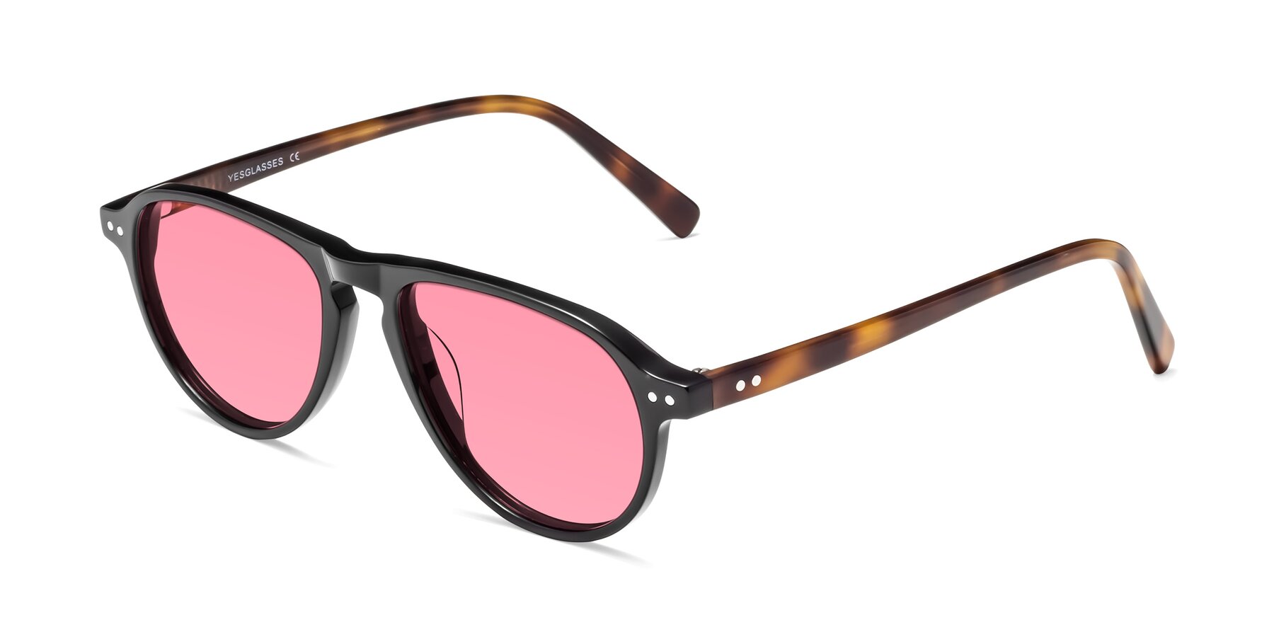 Angle of 17544 in Black-Tortoise with Pink Tinted Lenses