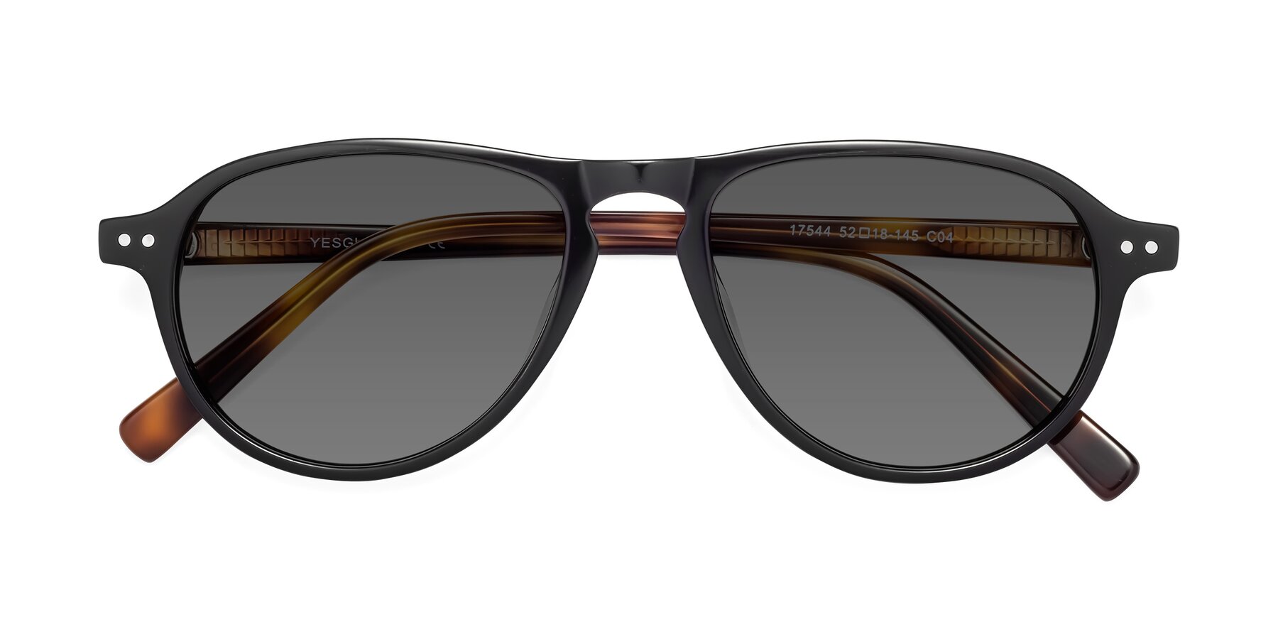 Folded Front of 17544 in Black-Tortoise with Medium Gray Tinted Lenses