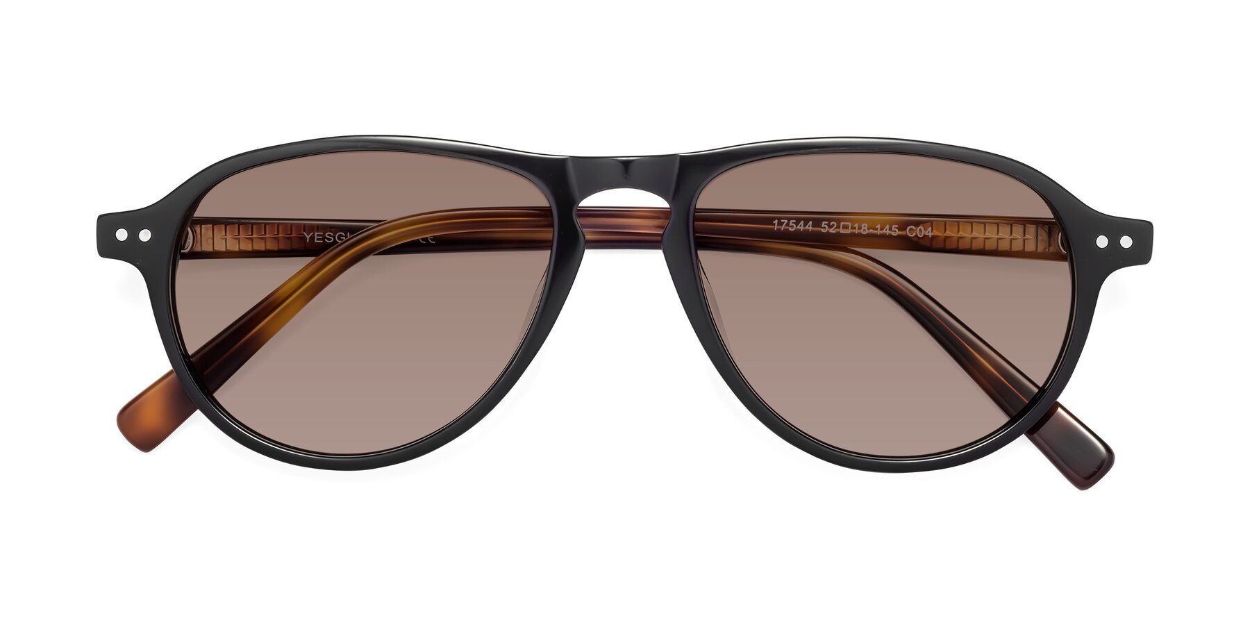 Folded Front of 17544 in Black-Tortoise with Medium Brown Tinted Lenses