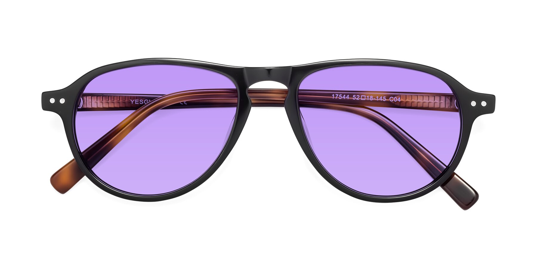 Folded Front of 17544 in Black-Tortoise with Medium Purple Tinted Lenses