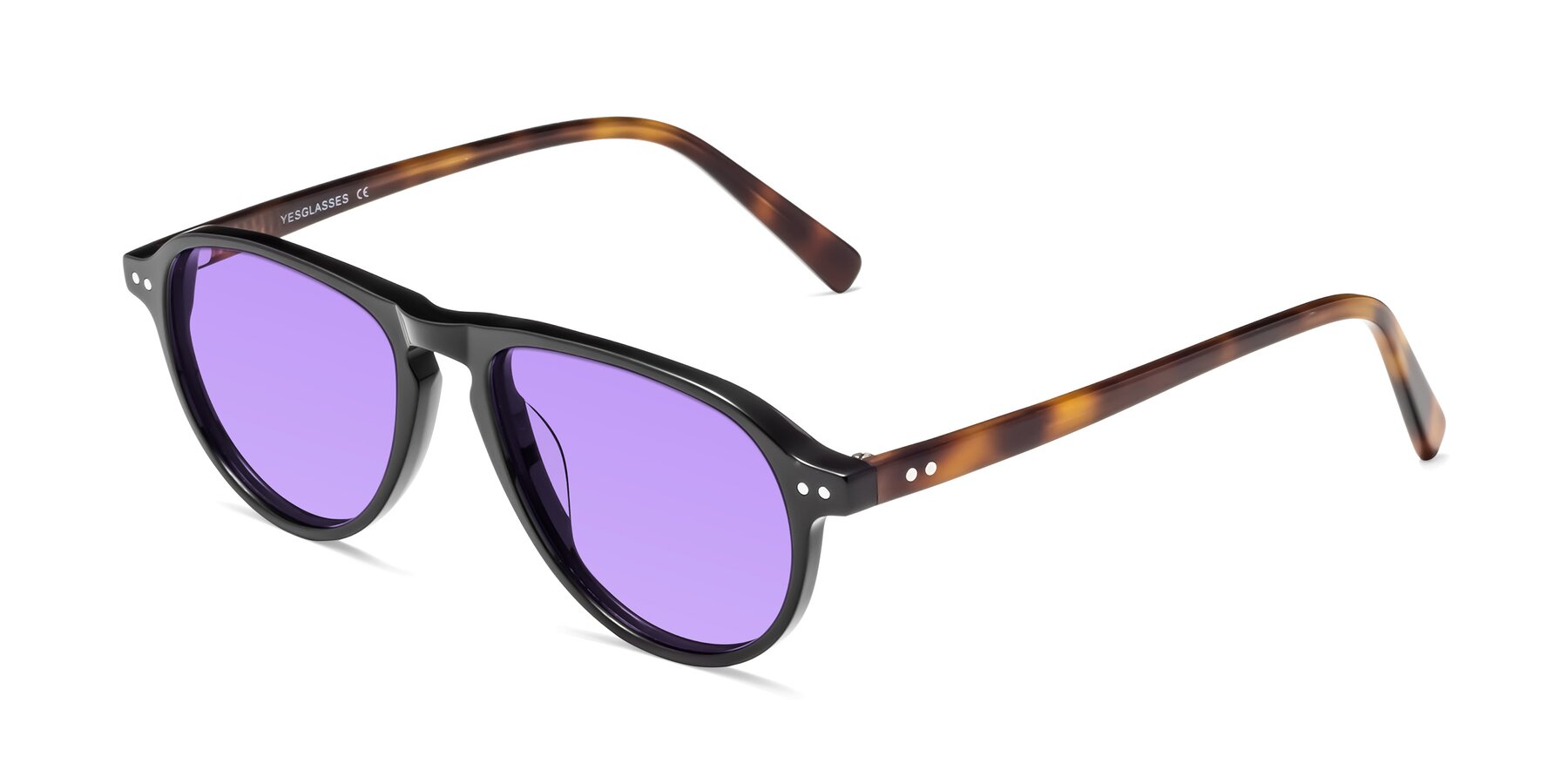 Angle of 17544 in Black-Tortoise with Medium Purple Tinted Lenses