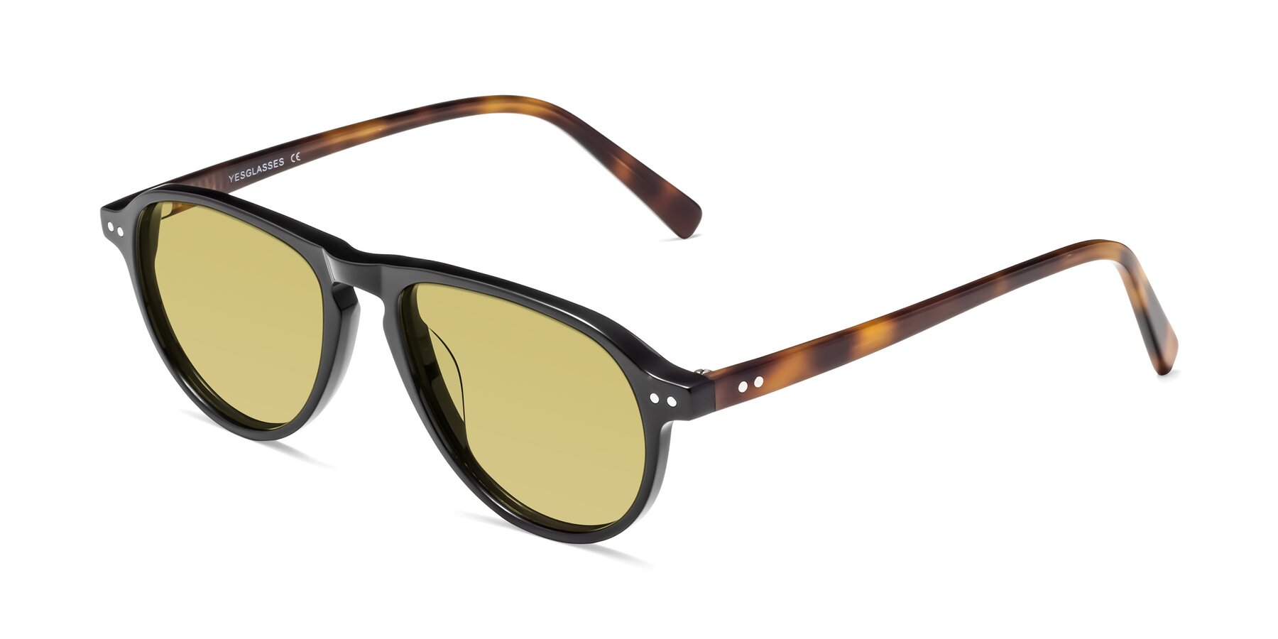 Angle of 17544 in Black-Tortoise with Medium Champagne Tinted Lenses