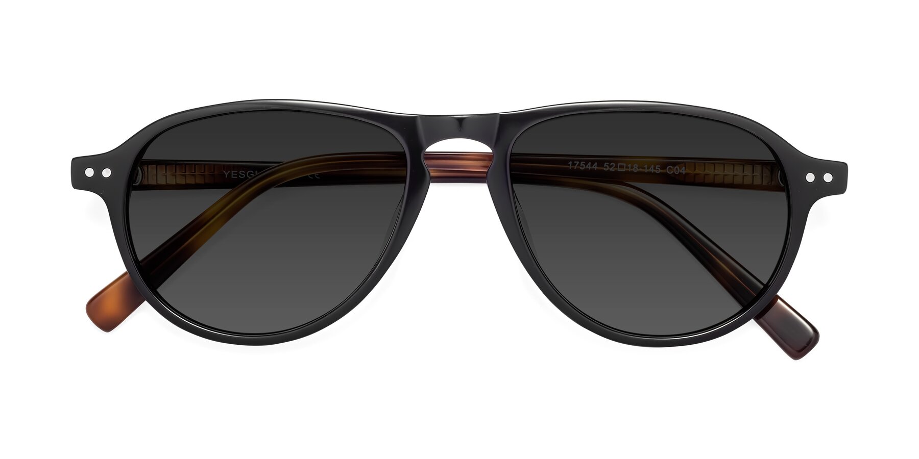 Folded Front of 17544 in Black-Tortoise with Gray Tinted Lenses