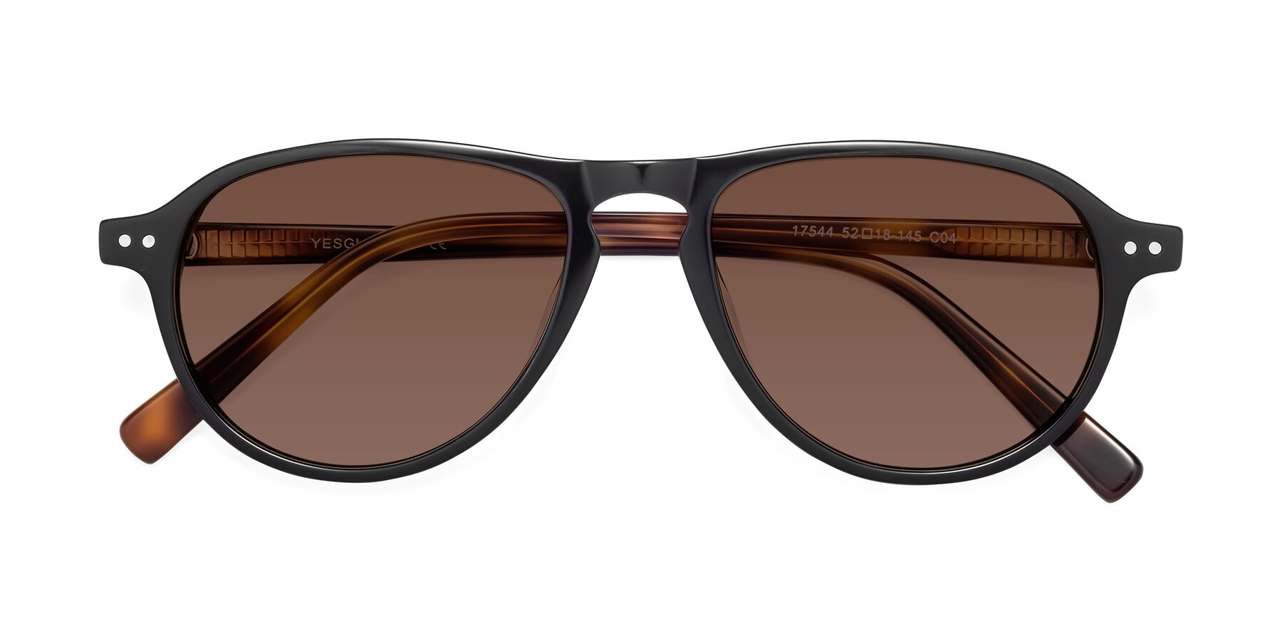 Folded Front of 17544 in Black-Tortoise with Brown Tinted Lenses