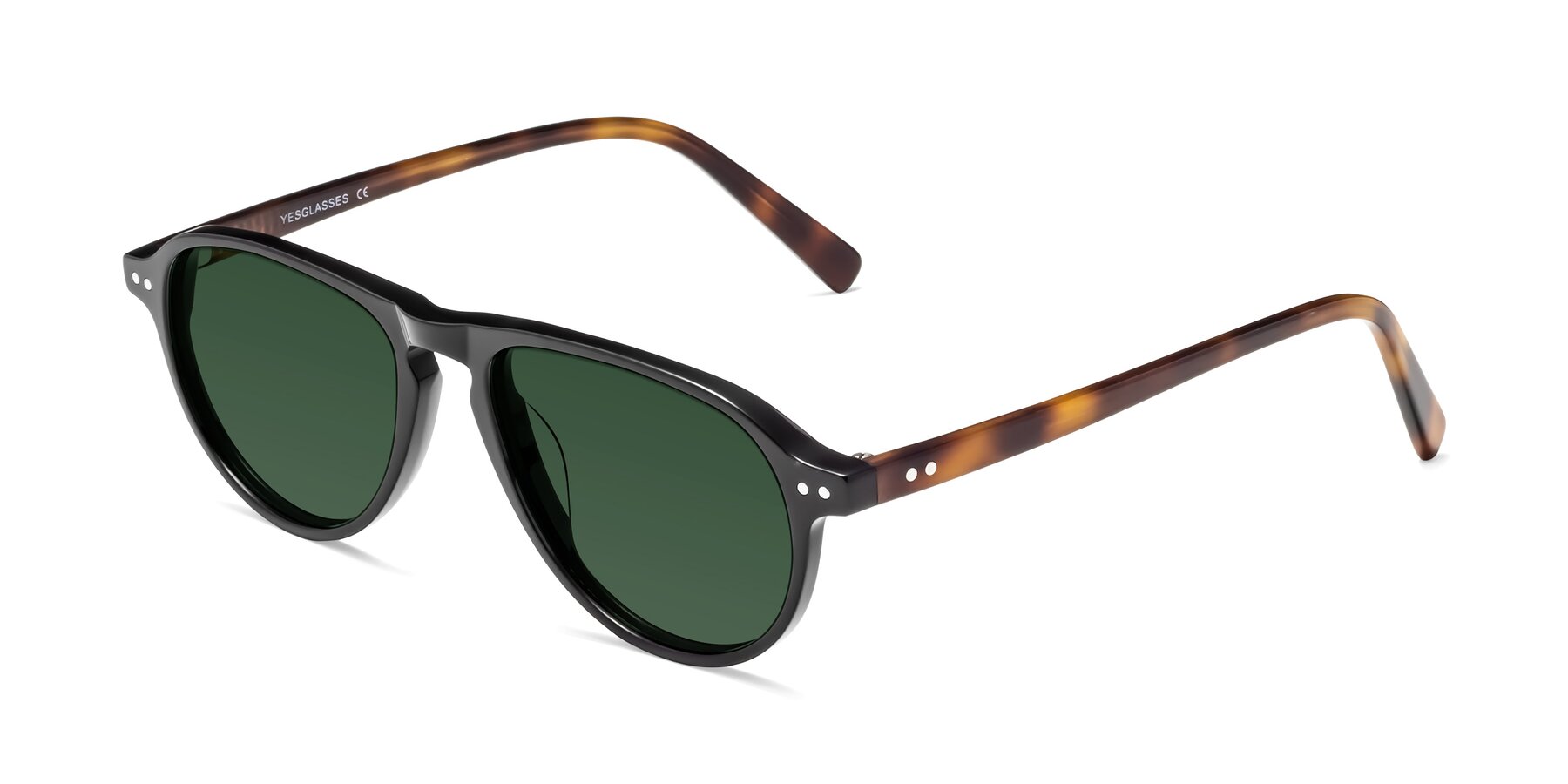 Angle of 17544 in Black-Tortoise with Green Tinted Lenses