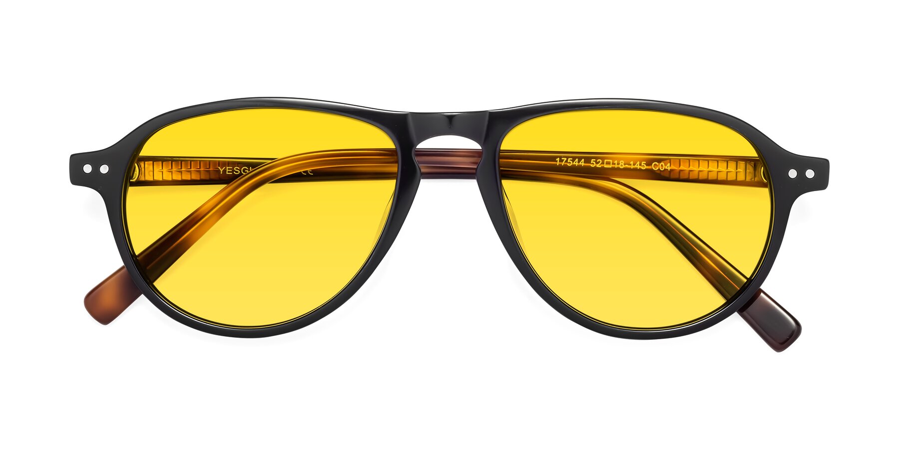 Folded Front of 17544 in Black-Tortoise with Yellow Tinted Lenses