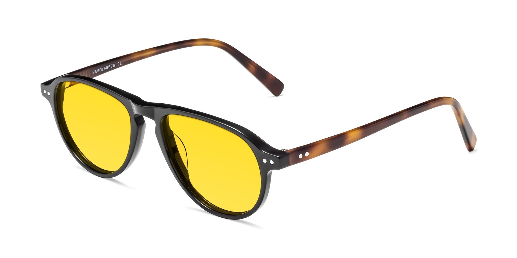 Angle of 17544 in Black-Tortoise with Yellow Tinted Lenses
