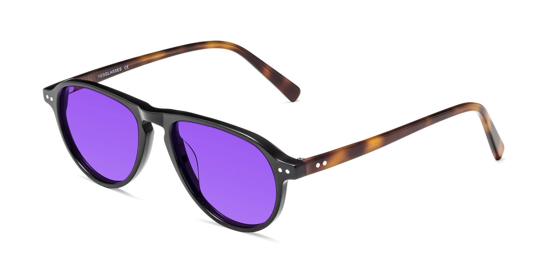 Angle of 17544 in Black-Tortoise with Purple Tinted Lenses