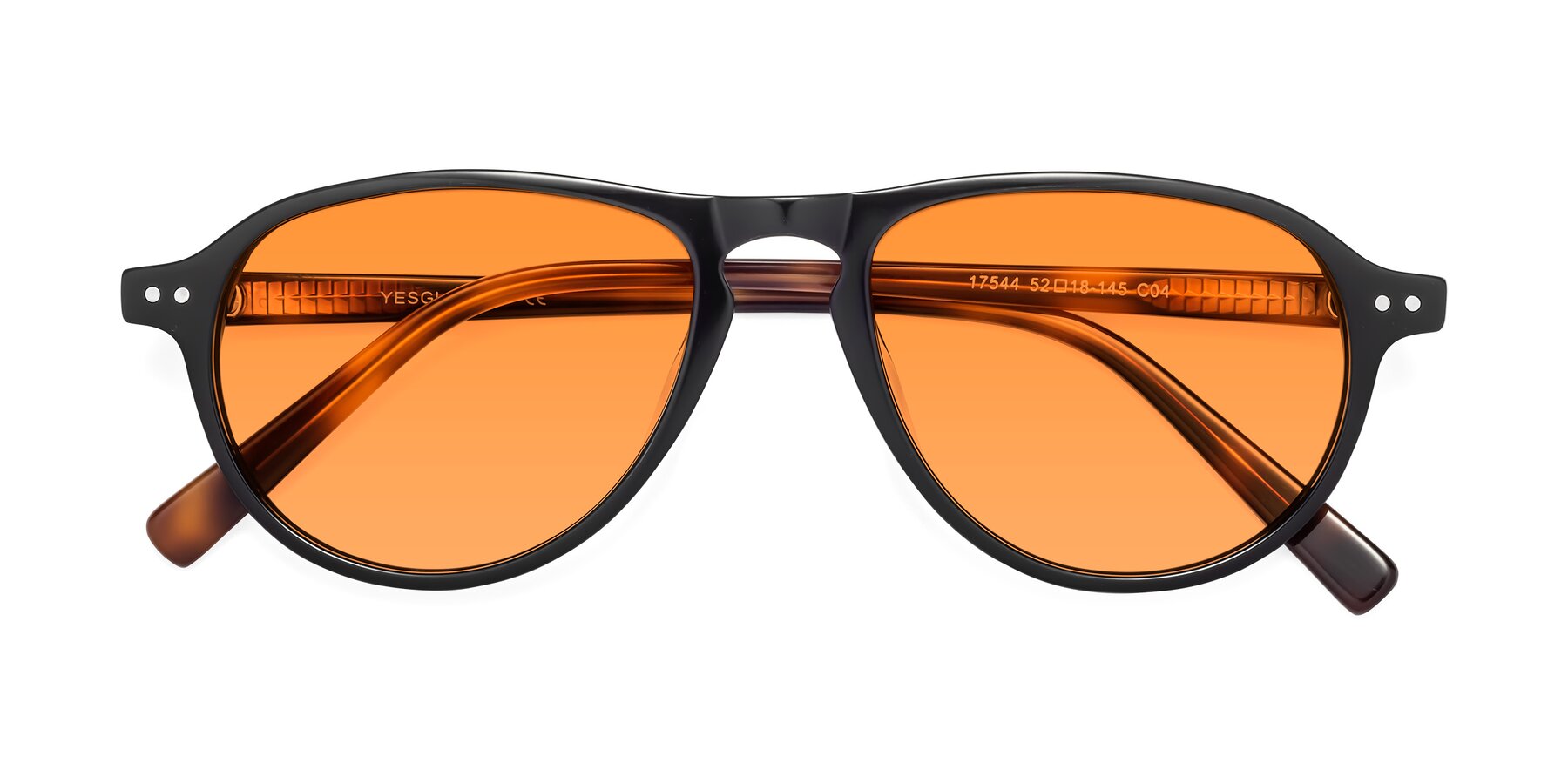 Folded Front of 17544 in Black-Tortoise with Orange Tinted Lenses