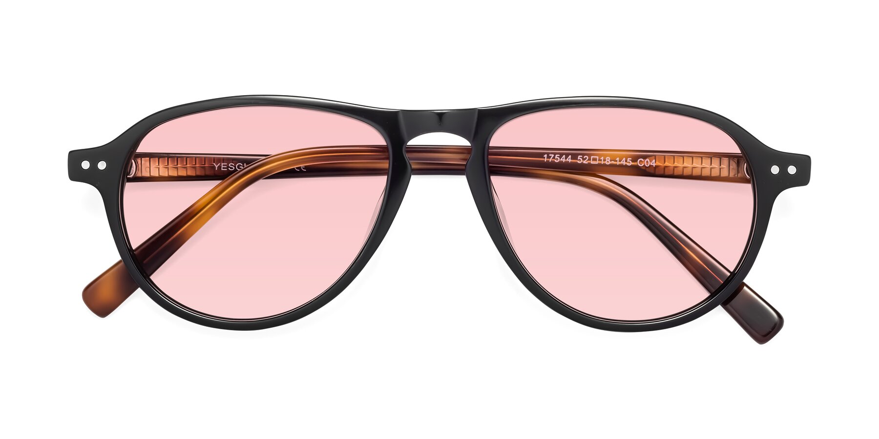 Folded Front of 17544 in Black-Tortoise with Light Garnet Tinted Lenses