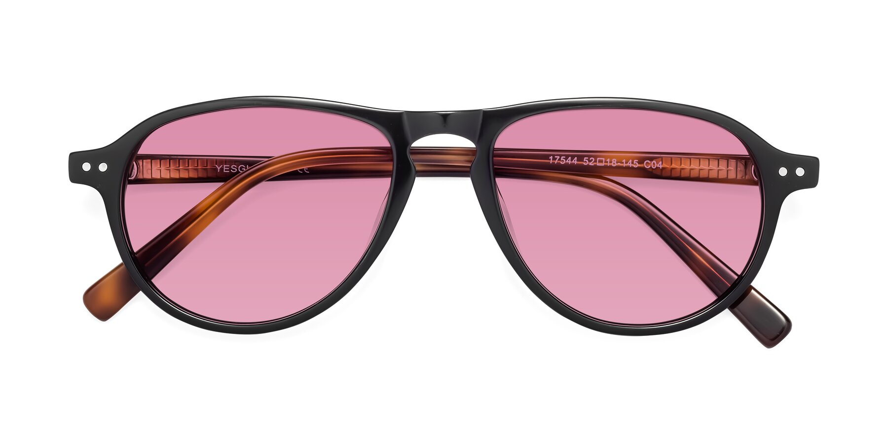 Folded Front of 17544 in Black-Tortoise with Medium Wine Tinted Lenses