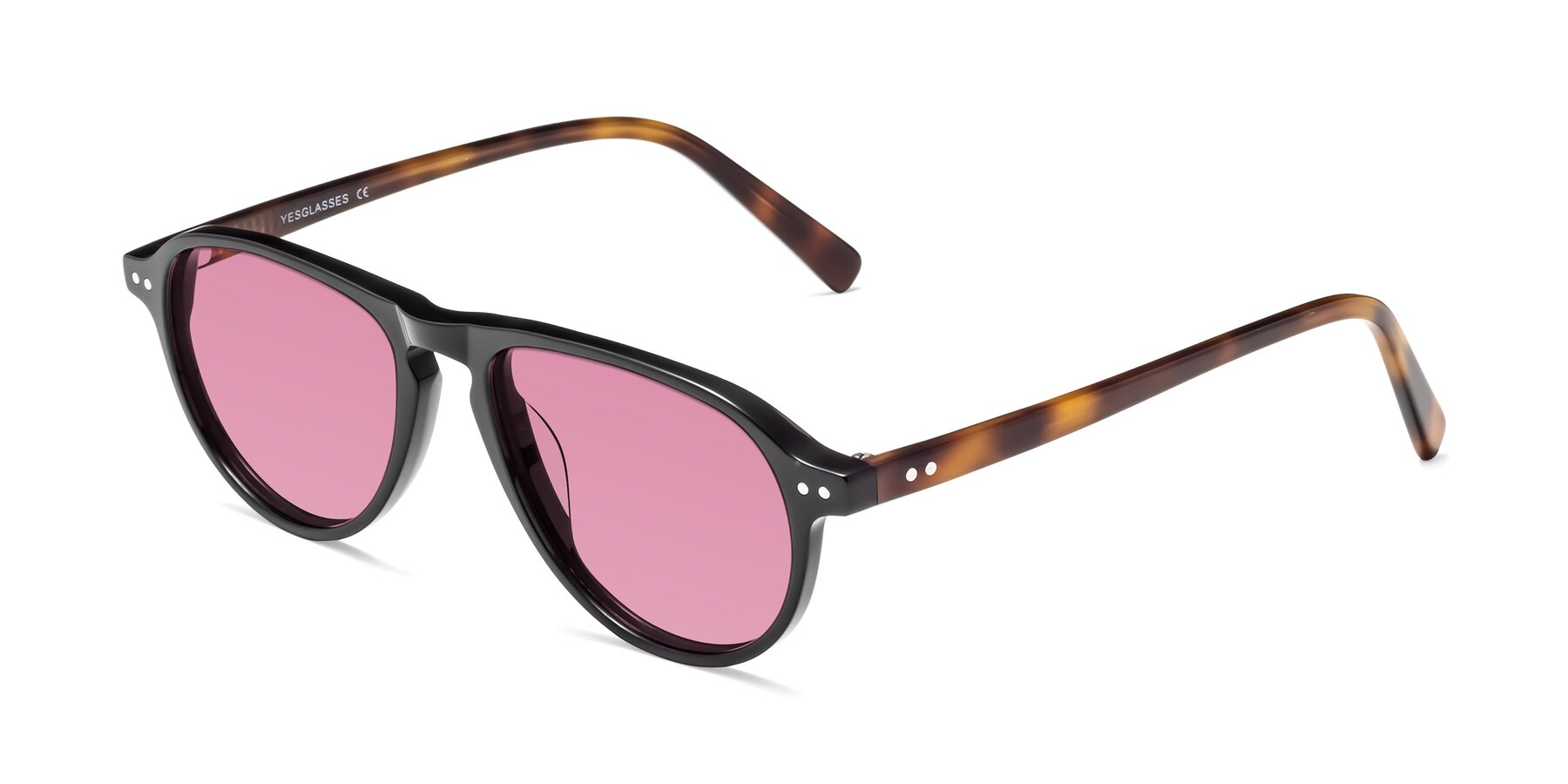 Angle of 17544 in Black-Tortoise with Medium Wine Tinted Lenses