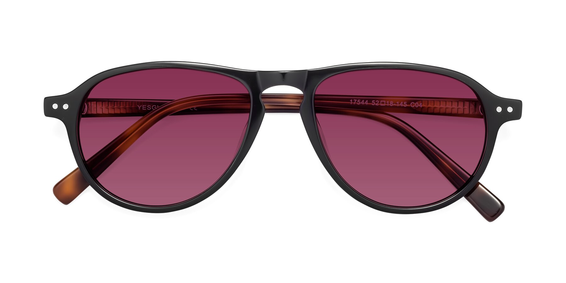 Folded Front of 17544 in Black-Tortoise with Wine Tinted Lenses