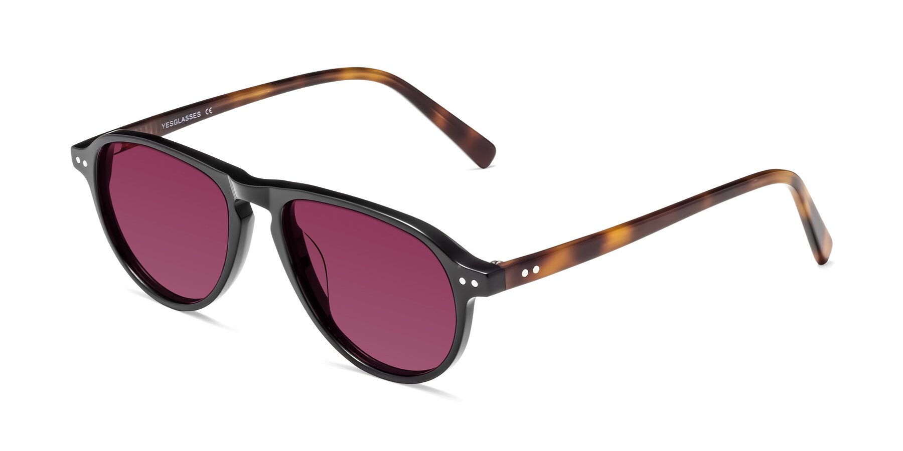 Angle of 17544 in Black-Tortoise with Wine Tinted Lenses