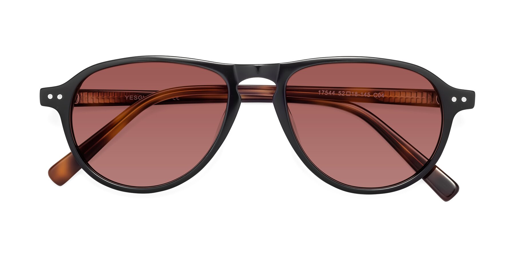 Folded Front of 17544 in Black-Tortoise with Garnet Tinted Lenses