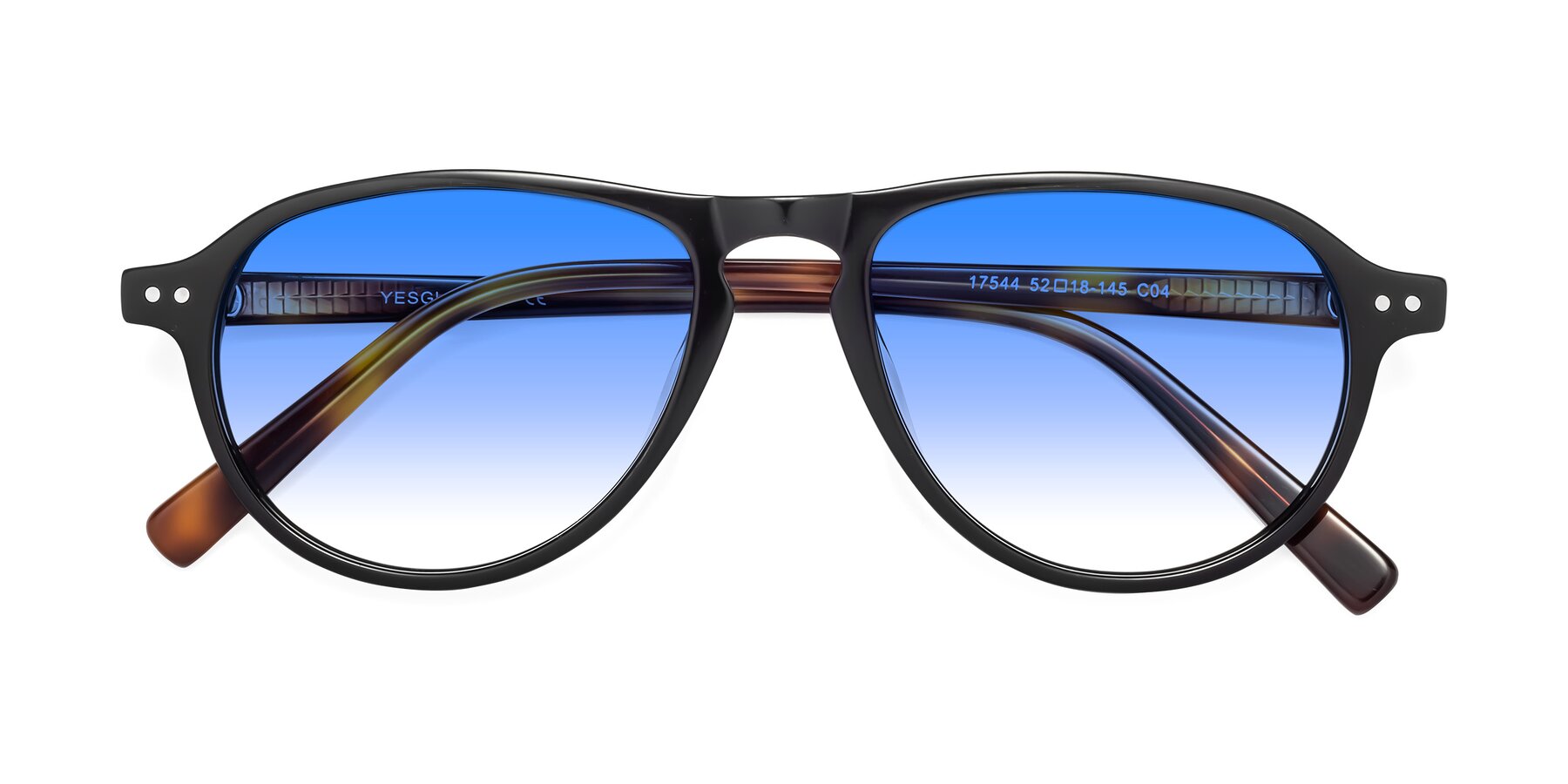 Folded Front of 17544 in Black-Tortoise with Blue Gradient Lenses
