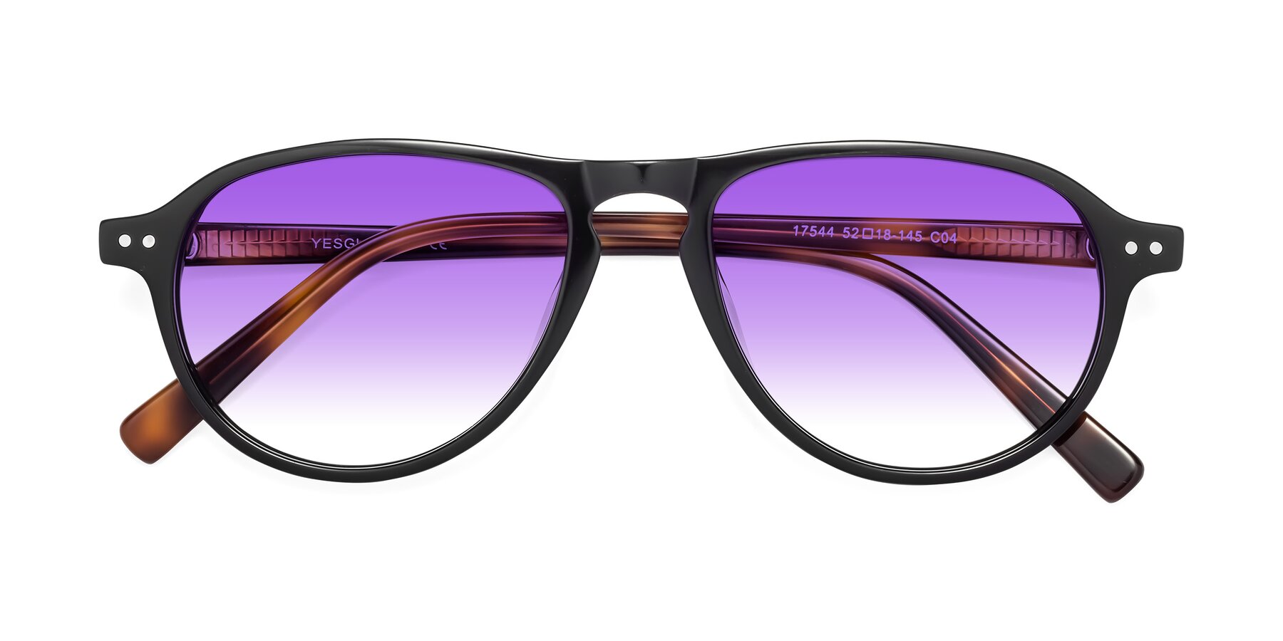 Folded Front of 17544 in Black-Tortoise with Purple Gradient Lenses