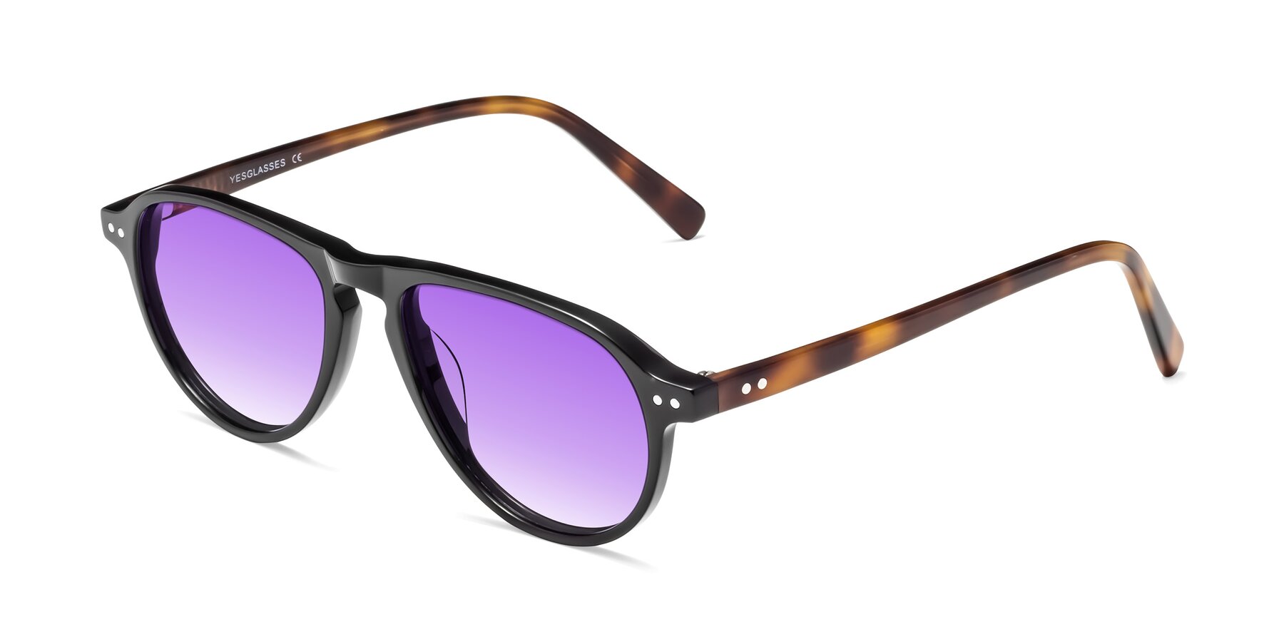 Angle of 17544 in Black-Tortoise with Purple Gradient Lenses