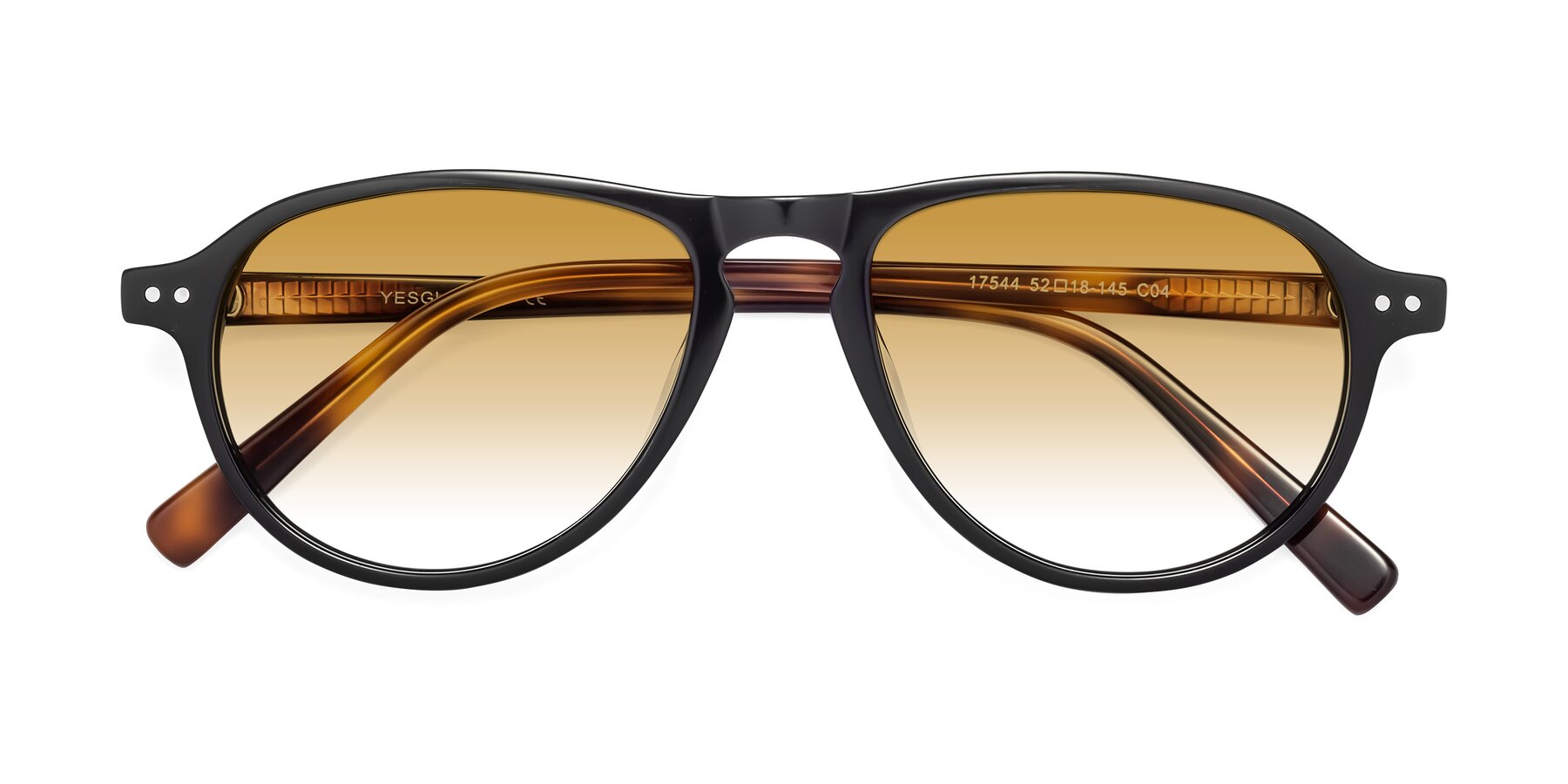 Folded Front of 17544 in Black-Tortoise with Champagne Gradient Lenses