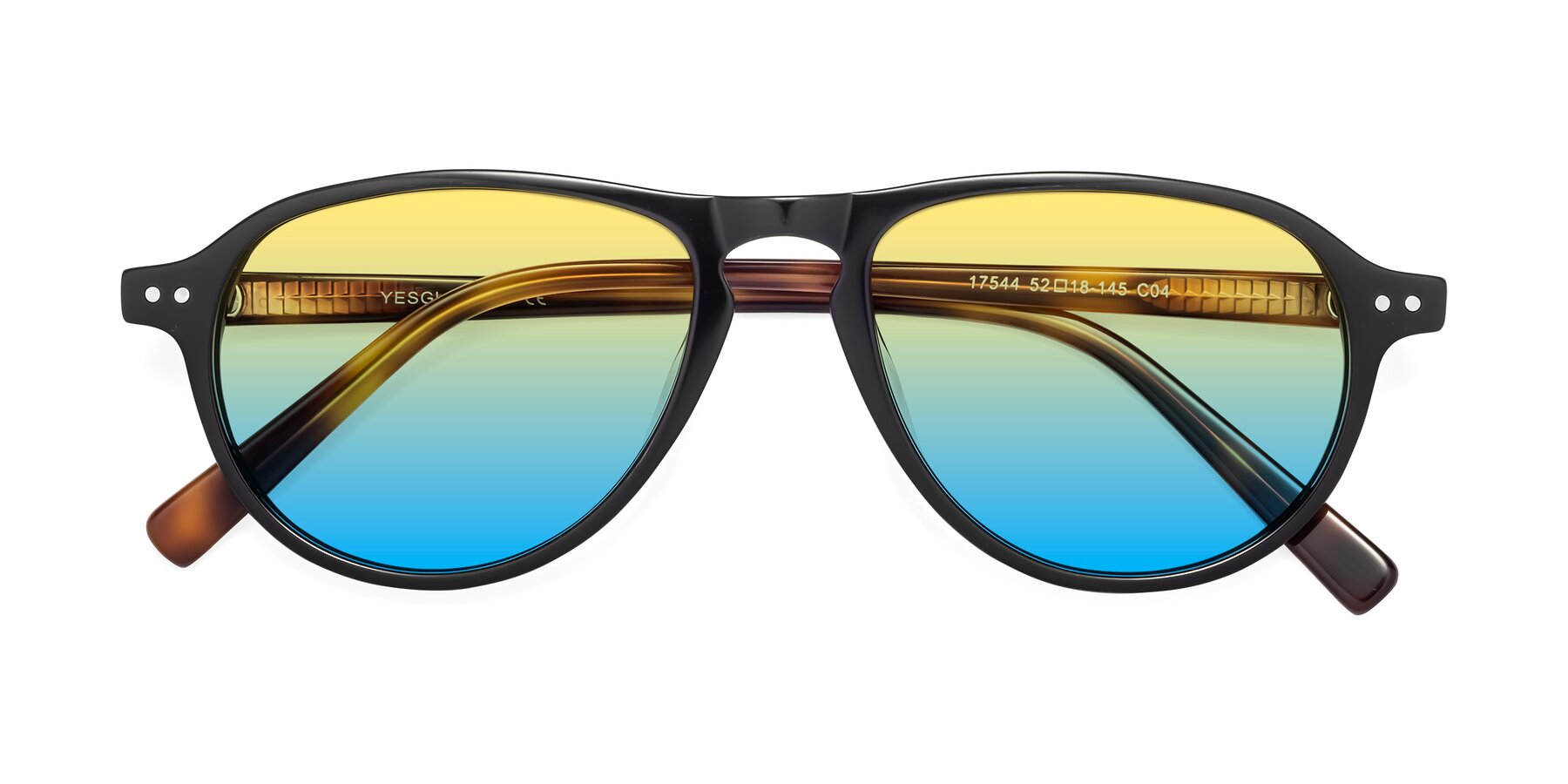 Folded Front of 17544 in Black-Tortoise with Yellow / Blue Gradient Lenses