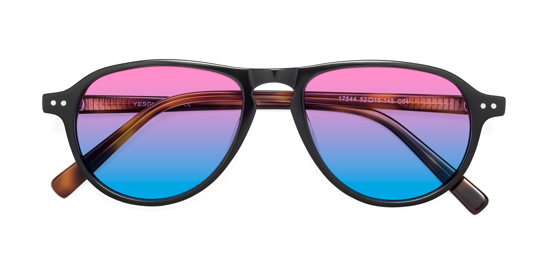 Folded Front of 17544 in Black-Tortoise with Pink / Blue Gradient Lenses