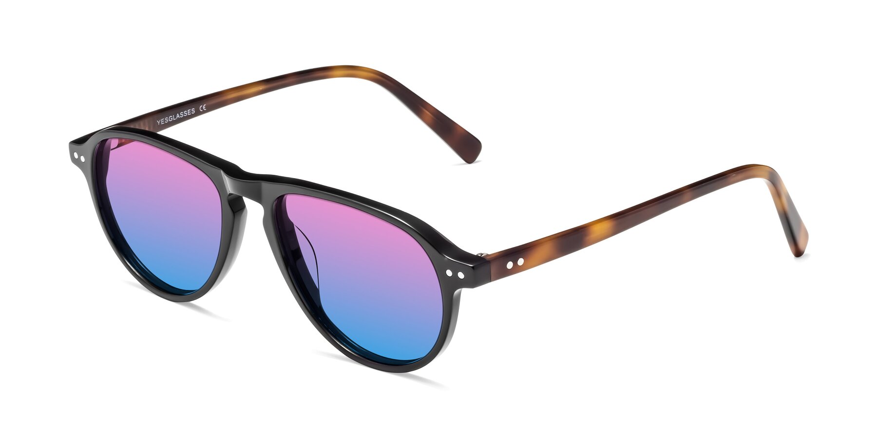 Angle of 17544 in Black-Tortoise with Pink / Blue Gradient Lenses