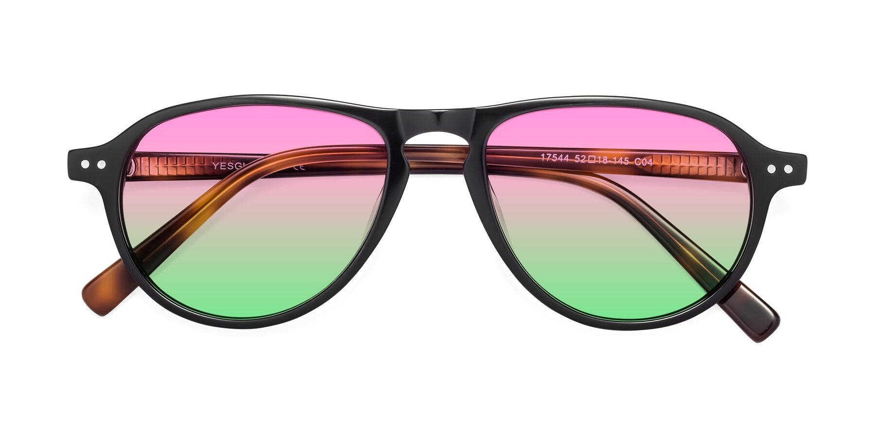 Folded Front of 17544 in Black-Tortoise with Pink / Green Gradient Lenses