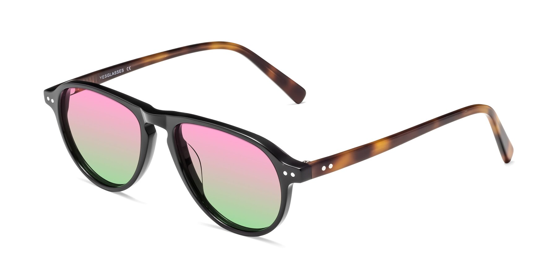 Angle of 17544 in Black-Tortoise with Pink / Green Gradient Lenses