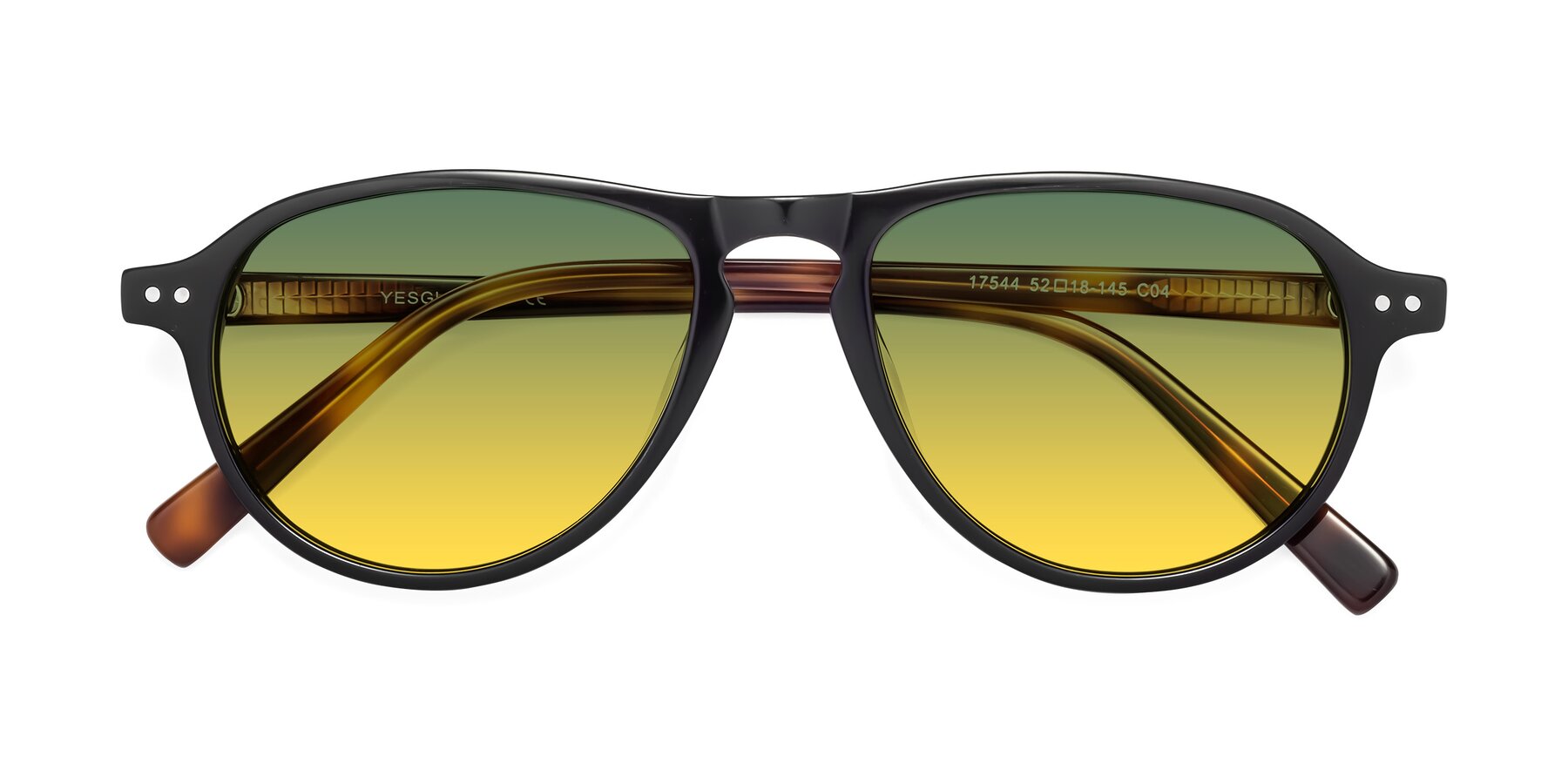 Folded Front of 17544 in Black-Tortoise with Green / Yellow Gradient Lenses