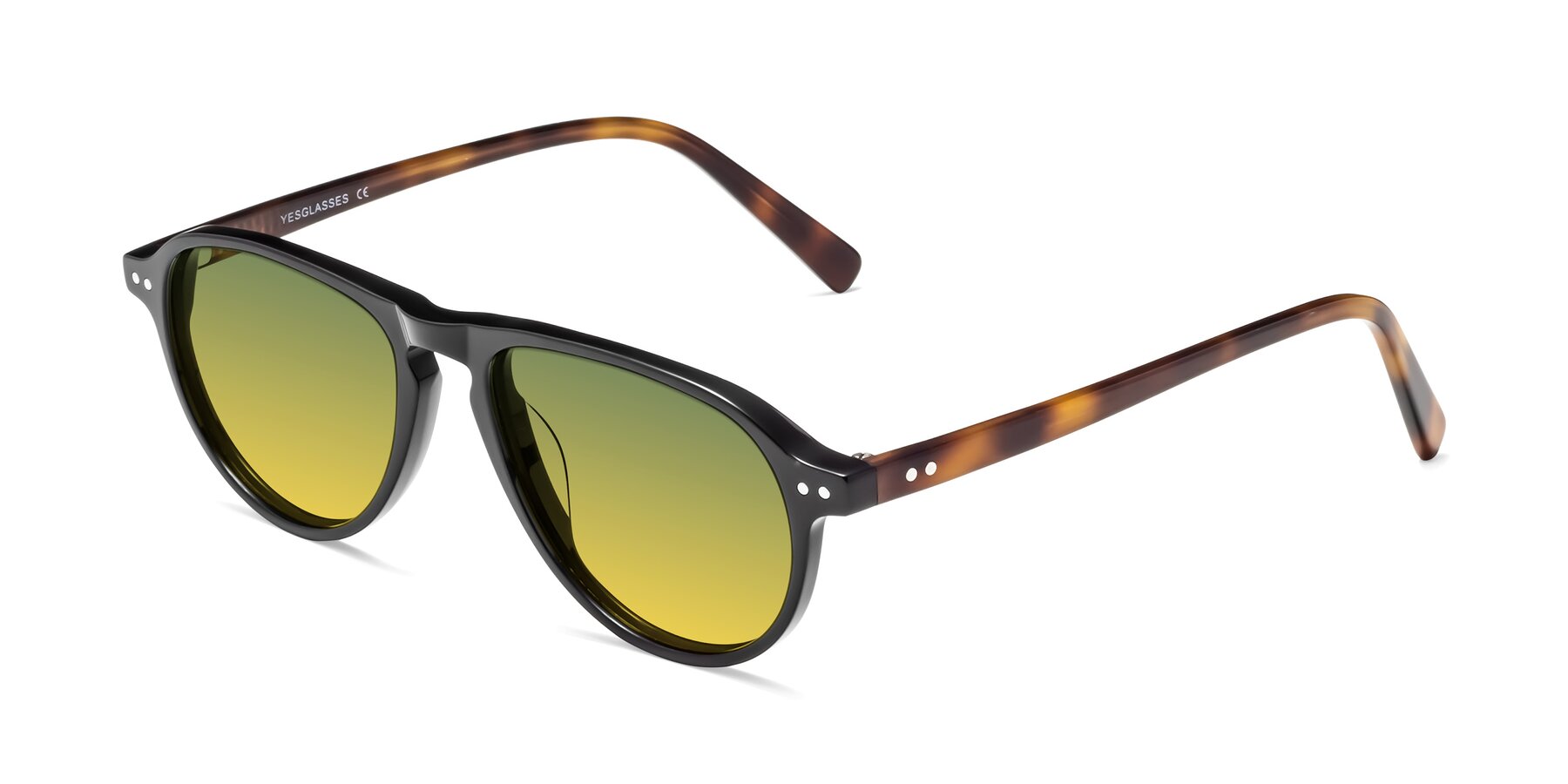 Angle of 17544 in Black-Tortoise with Green / Yellow Gradient Lenses