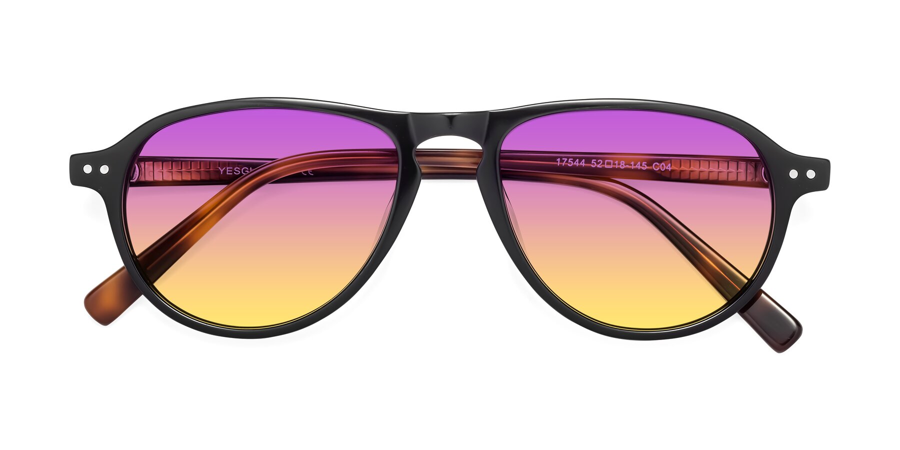 Folded Front of 17544 in Black-Tortoise with Purple / Yellow Gradient Lenses