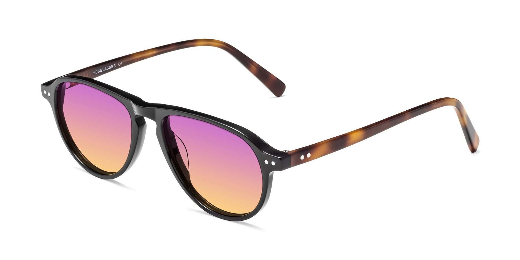 Angle of 17544 in Black-Tortoise with Purple / Yellow Gradient Lenses