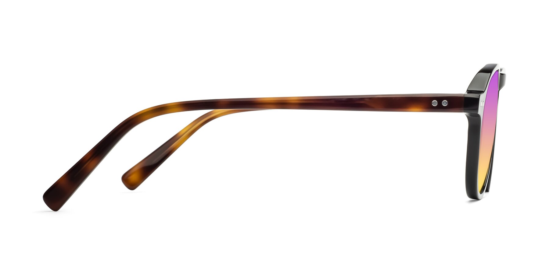Side of 17544 in Black-Tortoise with Purple / Yellow Gradient Lenses