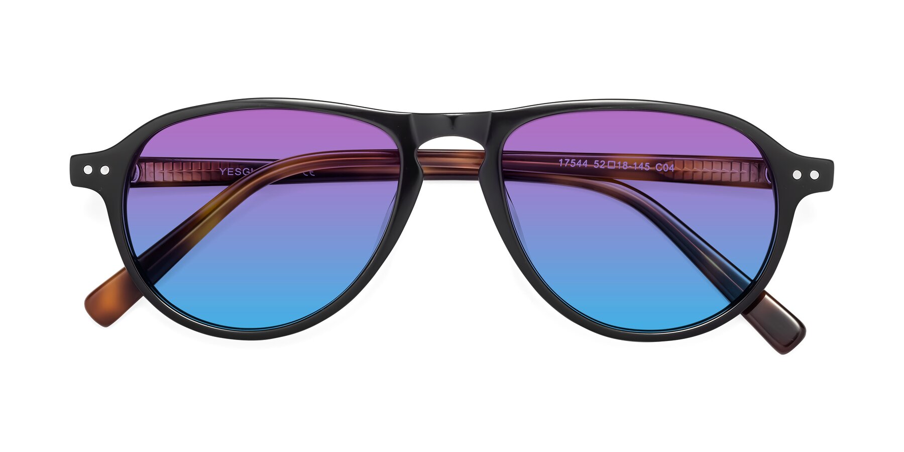 Folded Front of 17544 in Black-Tortoise with Purple / Blue Gradient Lenses