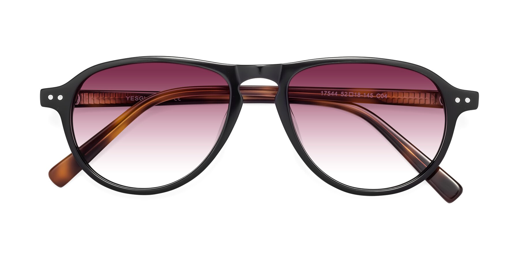 Folded Front of 17544 in Black-Tortoise with Wine Gradient Lenses