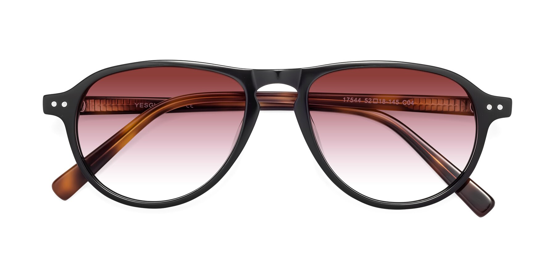 Folded Front of 17544 in Black-Tortoise with Garnet Gradient Lenses