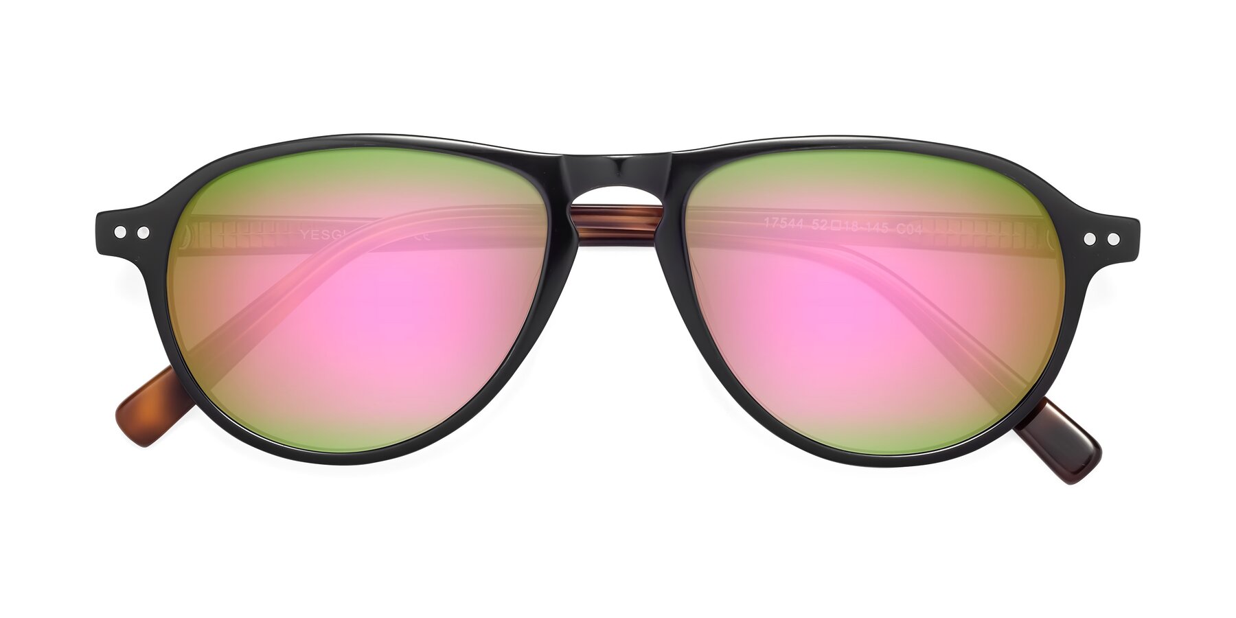Folded Front of 17544 in Black-Tortoise with Pink Mirrored Lenses