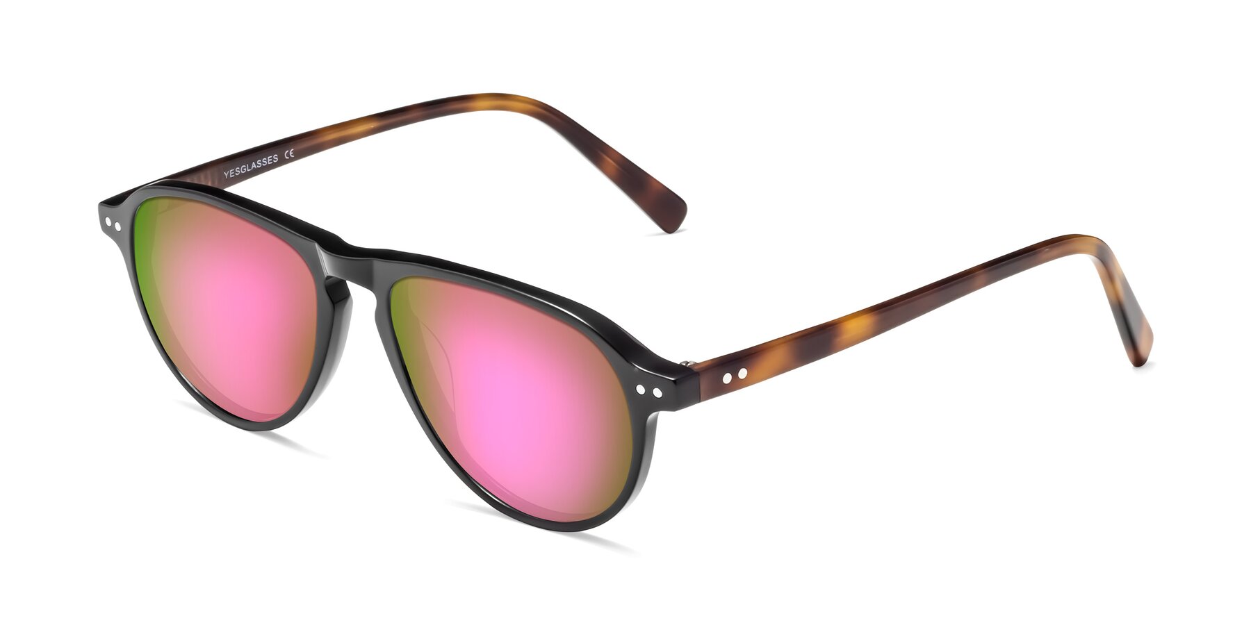 Angle of 17544 in Black-Tortoise with Pink Mirrored Lenses