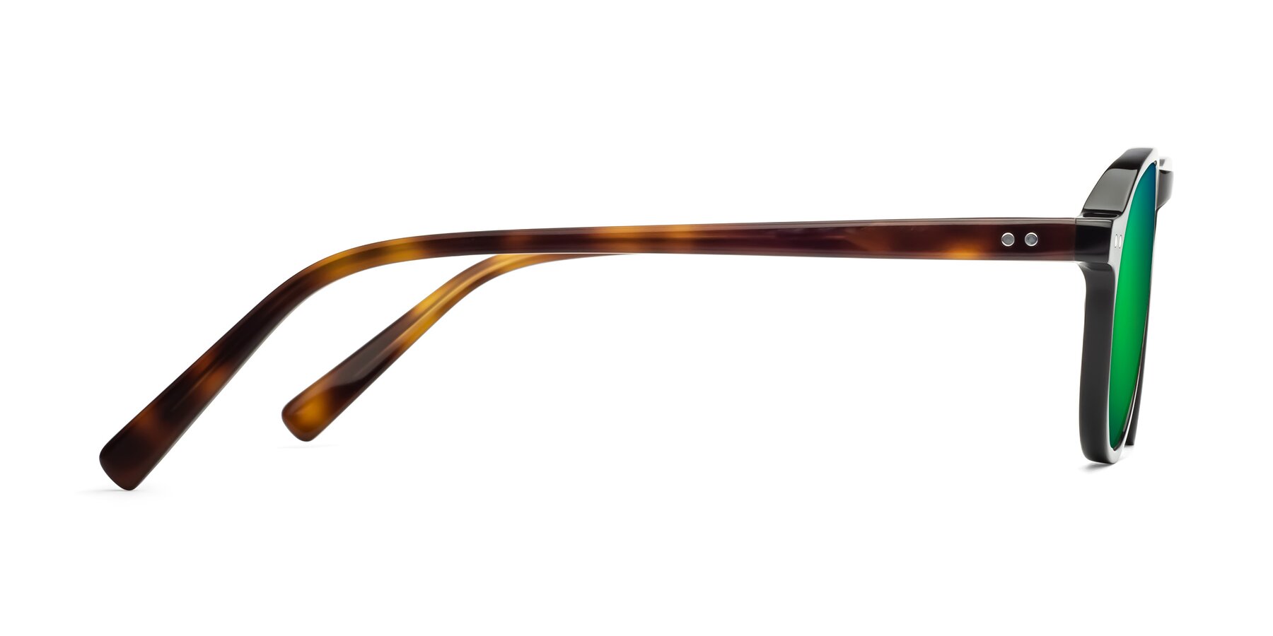 Side of 17544 in Black-Tortoise with Green Mirrored Lenses