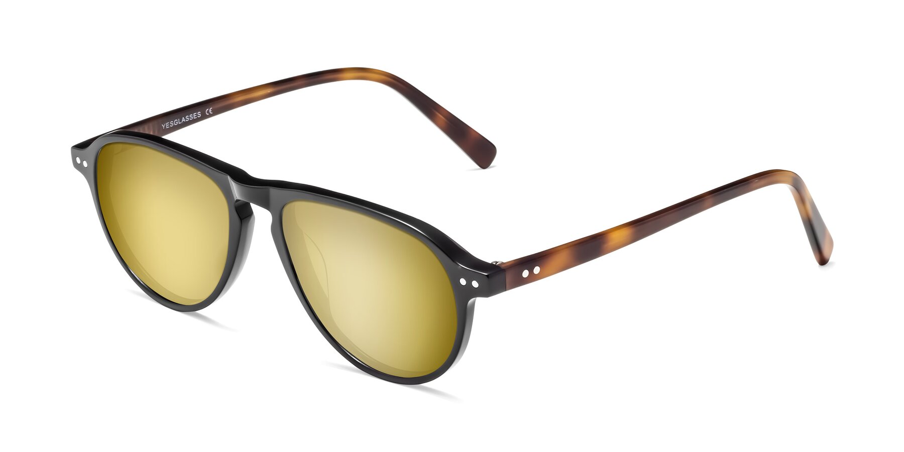 Angle of 17544 in Black-Tortoise with Gold Mirrored Lenses