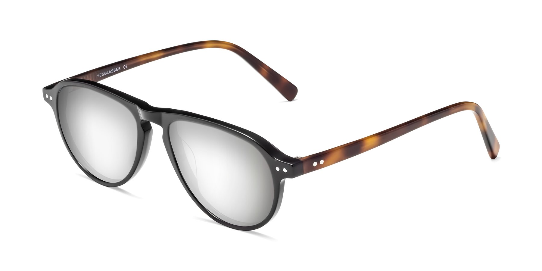Angle of 17544 in Black-Tortoise with Silver Mirrored Lenses